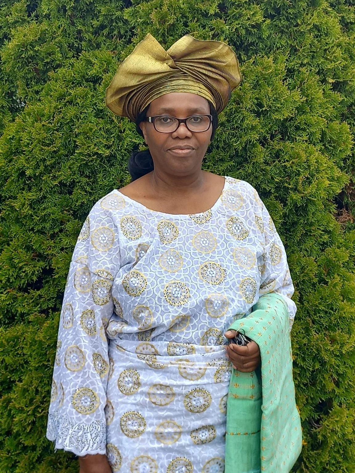 Woman dressed for a fellowship gathering